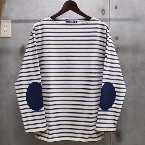 SAINT JAMES OUESSANT - ELBOW PATCH ECRU×INDIGO/MARINE (生成