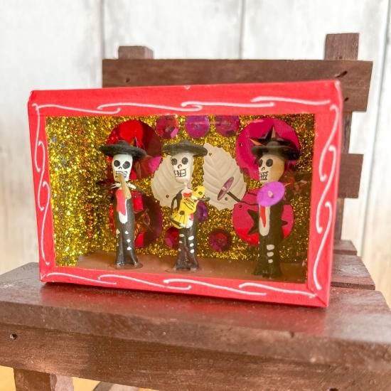 メキシコ産】フィギュアボックス オブジェ 置物 骸骨 メキシカン