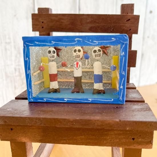 メキシコ産】フィギュアボックス オブジェ 置物 骸骨 メキシカン