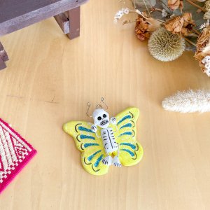 【メキシコ製】陶器のオーナメント 壁掛け 壁飾り オブジェ　骸骨 メキシカンスカル カラベラ 蝶々 マリポーサ バタフライ