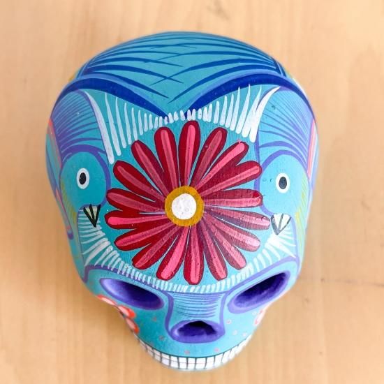 メキシコ産】セラミック製ガイコツL(ライトブルー) 頭蓋骨 メキシコ産】セラミック製ガイコツL(ライトブルー) 頭蓋骨