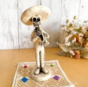 メキシカンスカルオブジェセット　ハンドメイドカラベラ　一点物 メキシコ産】骸骨フィギュア（夫婦）人形 ドール メキシカン