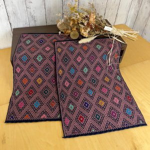 【メキシコ製】ララインサール織りのランチョンマット（紫）