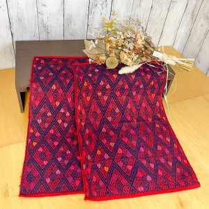 【メキシコ製】ララインサール織りのランチョンマット（赤×紺）