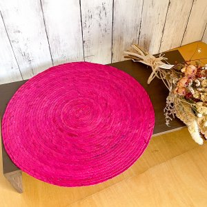 【メキシコ製】パルマ椰子の鍋敷き（ピンク）