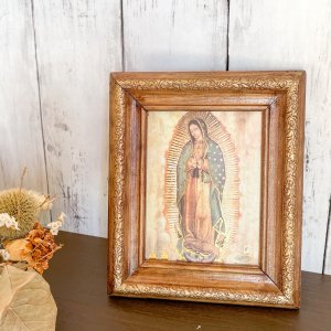 【メキシコ製】グアダルーペの聖母「マリア像」ウッドフレーム 額 壁飾り