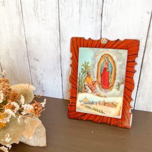 【メキシコ製】グアダルーペの聖母「マリア像」絵画  壁飾り（ディエゴと）
