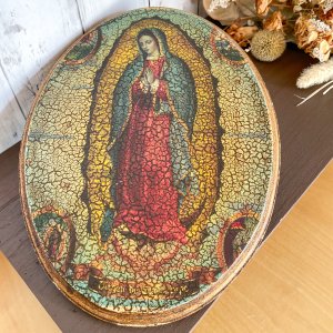 【メキシコ製】グアダルーペの聖母「マリア像」 壁掛け（青ベース）