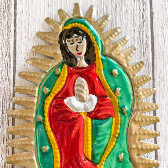 メキシコ製】グアダルーペ聖母「マリア像」オハラタ ブリキオーナメントM 壁飾り 壁掛け