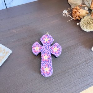 【メキシコ産】アレブリヘクロスオーナメント（紫） 十字架 クルス オアハカンウッドカービング 木彫り