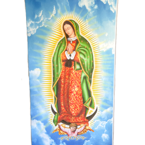 【メキシコ製】グアダルーペの聖母「マリア像」のタペストリー（後光） 布 ファブリック 壁掛け プリント