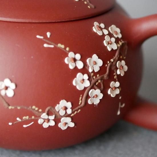 安】朱泥急須 寿桃鈕茶壺 共箱 宜興紫砂 常滑 煎茶道具 茶壷 古
