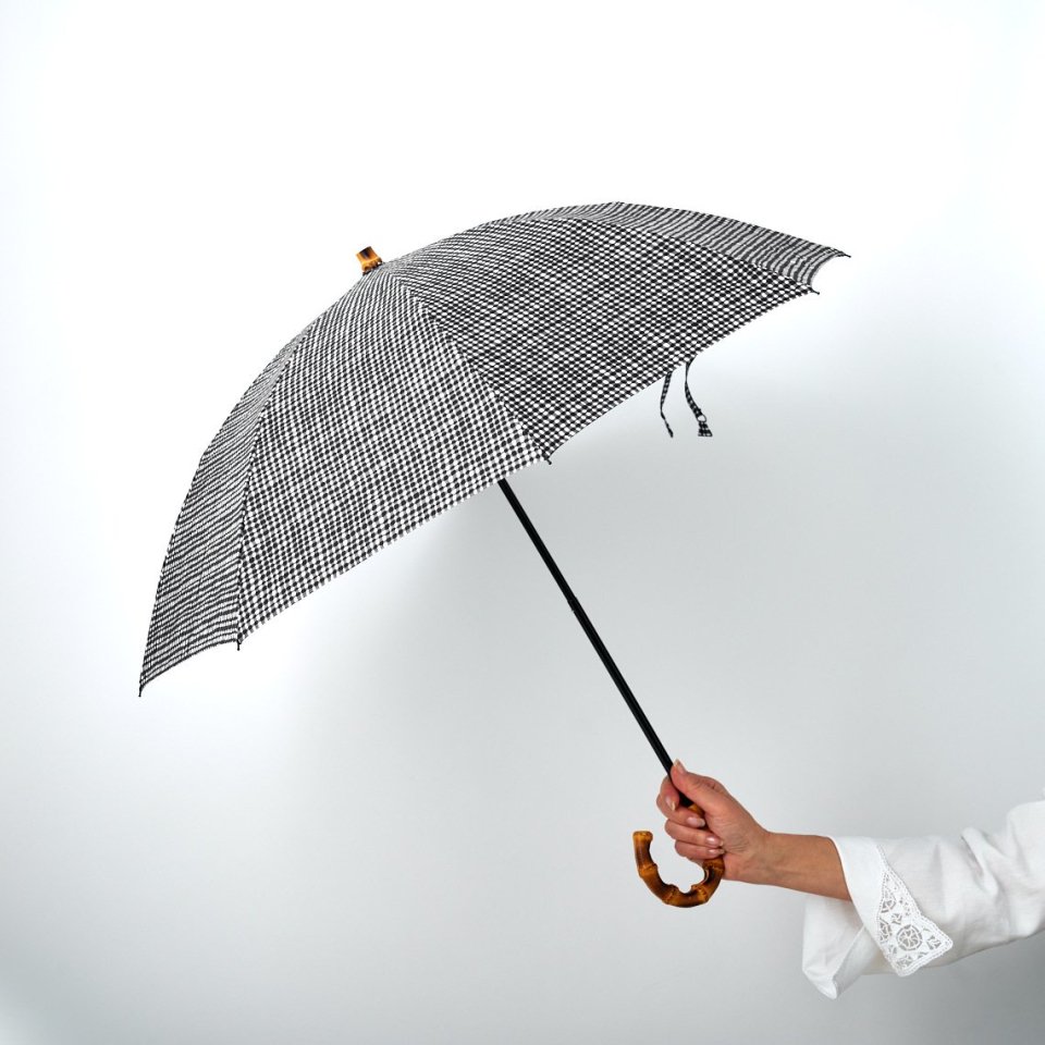 ドローイングチェック折りたたみ傘（ブラック） - BonBonStore Online Shop