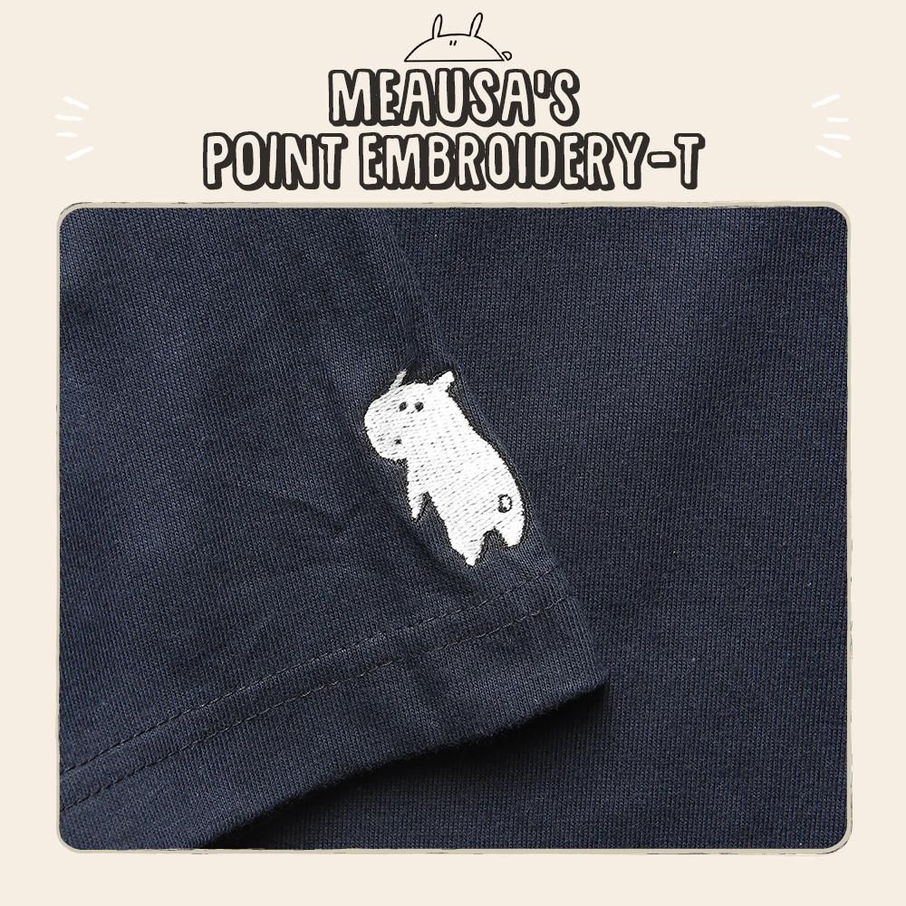 美品 一点物 デザイナーズ 半袖 Tシャツ 刺繍 ラメ ブルー 青 M L XL セール】 【接触冷感】フロントミニ刺繍Tシャツ（オフホワイト