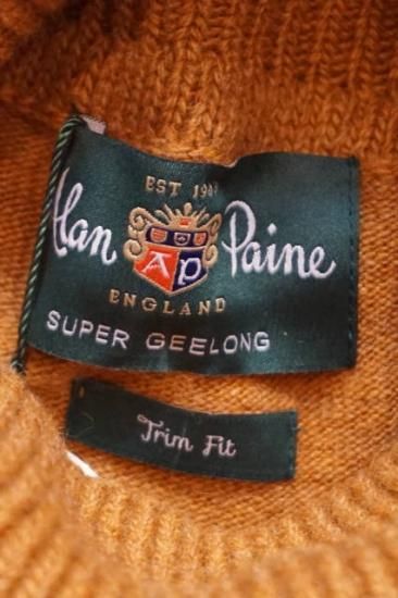 新品 アランペイン タートルネック UK38 ネイビー　英国製　か高級メリノ使用 INVERALLAN インバーアラン ラムズウール100% タートルネック