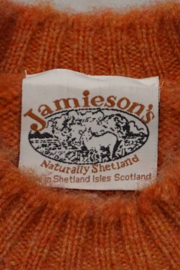 『JAMIESON'S』（ジャミソンズ） シェットランドセーター 　3PLY 　 スコットランド製　(オレンジ), - インポートグッズ　ファースト