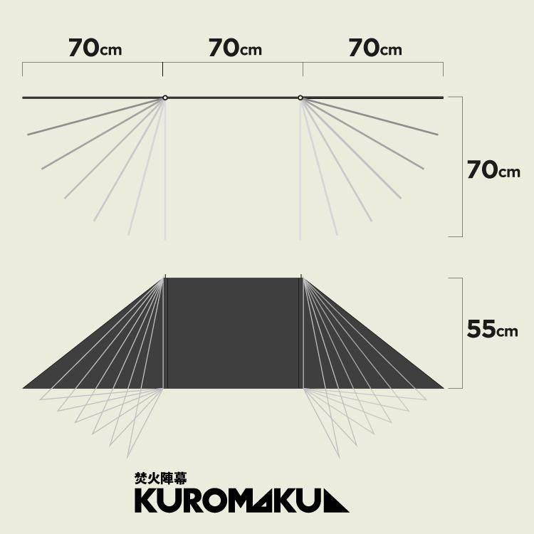 シナノワークス 新品 焚火陣幕 焚火陣幕 KUROMAKU | (クロマク) 焚火用パーテーション | SINANO