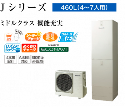 HE-JU46LQS 460L 一般地向け フルオート ミドルクラス ウルトラ高圧 パナソニック エコキュート リモコン・脚カバー付き 本州送料無料 代引き不可の商品画像