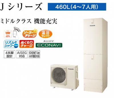 HE-J46LQS 460L 一般地向け フルオート ミドルクラス パナソニック エコキュート リモコン・脚カバー付き 本州送料無料 代引き不可の商品画像