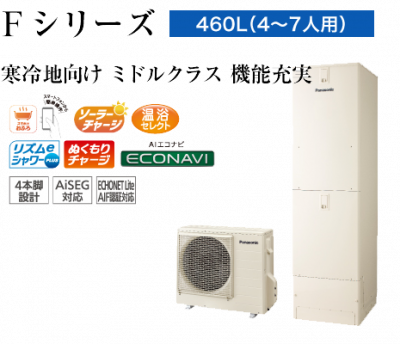 HE-F46LQS 460L 寒冷地向け フルオート ミドルクラス パナソニック エコキュート リモコン・脚カバー付き 本州送料無料 代引き不可の商品画像