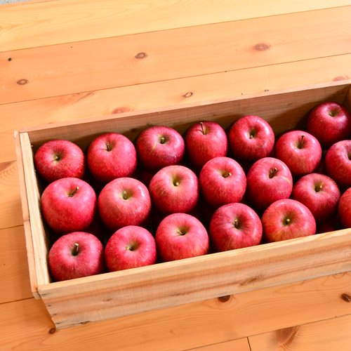 サンふじりんご２段入り（36-44玉）６寸箱新箱（フタ付き粗仕上げ取手 