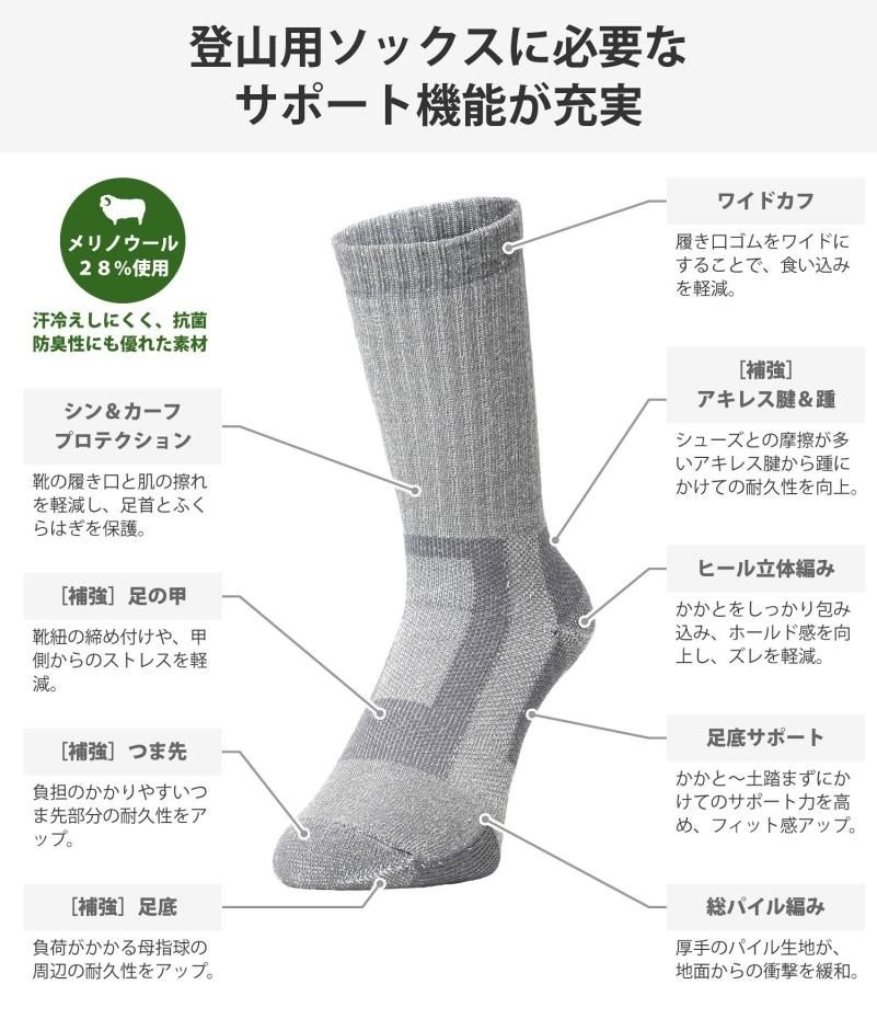 登山 靴下 レディース メンズ メリノウール 靴下 VAXPOT(バック