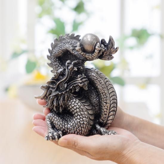 薩摩錫器 昇龍-HAYATO置物イブシ加工(台付)<薩摩錫器工芸館 薩摩錫器 昇龍-HAYATO置物イブシ加工(台付)<薩摩錫器工芸館