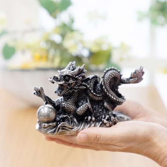 薩摩錫器 龍-TAKACHIHO置物黒漆加工＜薩摩錫器工芸館