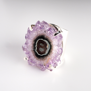 【一点物】フラワーアメジスト(紫水晶・パープルA) 天然石 リング-SP シルバー