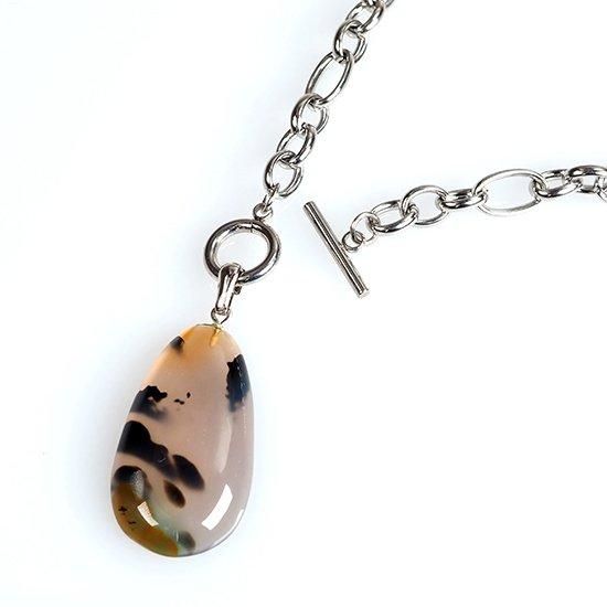 メノウ(アゲート)のマントルチェーン2wayネックレス(51602BW