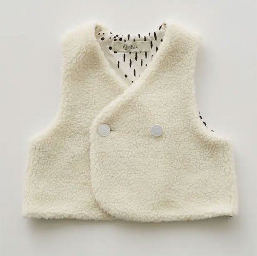 【eLfinFolk】Sheep　boa baby vest（80~100）ivory　2022AW