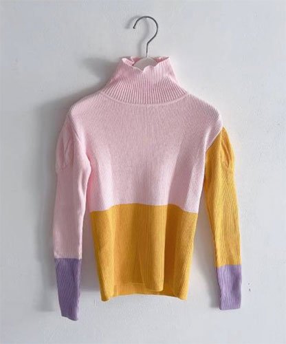 【frankygrow】MULTI COLOR SWELL SHOULDER HIGH-NECK KNIT(F)PINK 2023AW