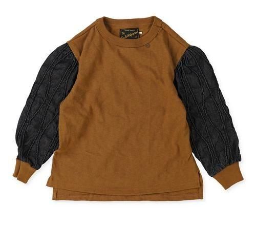 <img class='new_mark_img1' src='https://img.shop-pro.jp/img/new/icons14.gif' style='border:none;display:inline;margin:0px;padding:0px;width:auto;' />【GO TO HOLLYWOOD】  天竺タックデニムスリーブTEE (01~02) 茶 2025AW