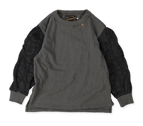 <img class='new_mark_img1' src='https://img.shop-pro.jp/img/new/icons14.gif' style='border:none;display:inline;margin:0px;padding:0px;width:auto;' />【GO TO HOLLYWOOD】  天竺タックデニムスリーブTEE (01~02) チャコール 2025AW
