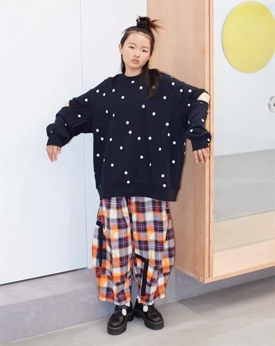 <img class='new_mark_img1' src='https://img.shop-pro.jp/img/new/icons14.gif' style='border:none;display:inline;margin:0px;padding:0px;width:auto;' />【frankygrow】 DOT DEFORMED SLEEVES SWEATSHIRT (F1) BK×WH 2025AW