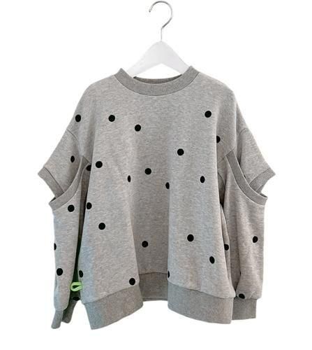 【frankygrow】 DOT DEFORMED SLEEVES SWEATSHIRT (F2) GRAY×BK 2025AW