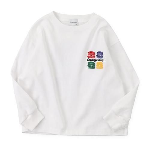 <img class='new_mark_img1' src='https://img.shop-pro.jp/img/new/icons14.gif' style='border:none;display:inline;margin:0px;padding:0px;width:auto;' />【Groovycolors】 天竺GROOVY BURGERS L/S TEE (105~125)白 2025AW