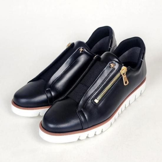 ☆【NEW】9210 サイドジップ センターゴア レザースニーカー