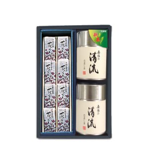 【新茶】【清流】100g帯缶2本と 花らく２種のセット