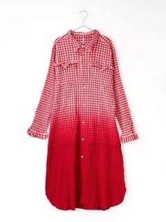 crêperie GRADATION GINGHAM CHECK DRESS