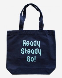 Ready Steady Go! Standard Logo Canvas tote bag　Navy/Light blue