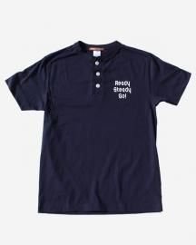 Ready Steady Go! Standard Logo Henry Neck T-shirt Navy/White