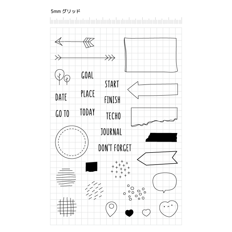 クリアスタンプl 010 手書き風フレーム 模様 Siawasehanko Sunkodo