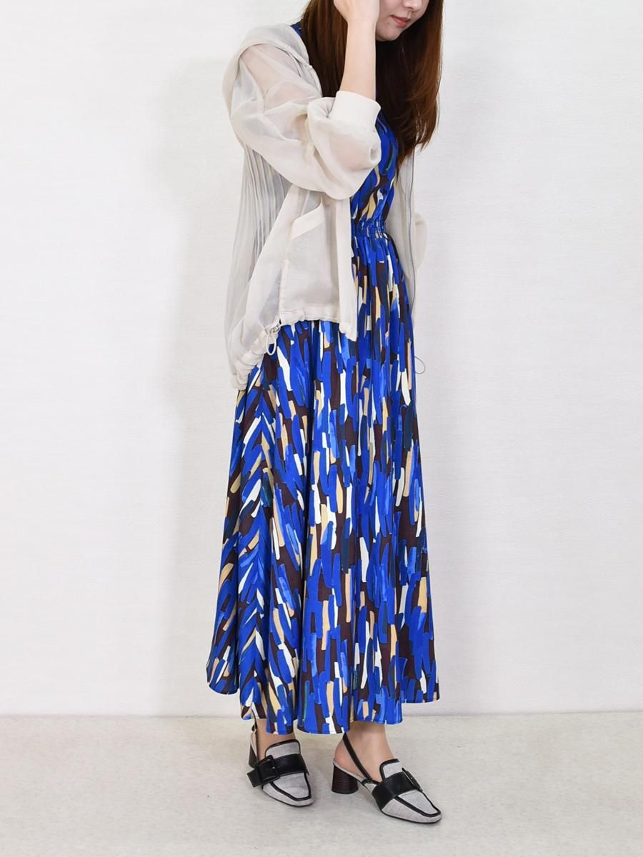 Lallia Mu(ラリアムー)バックプリーツ・シアーフードブルゾンの通販