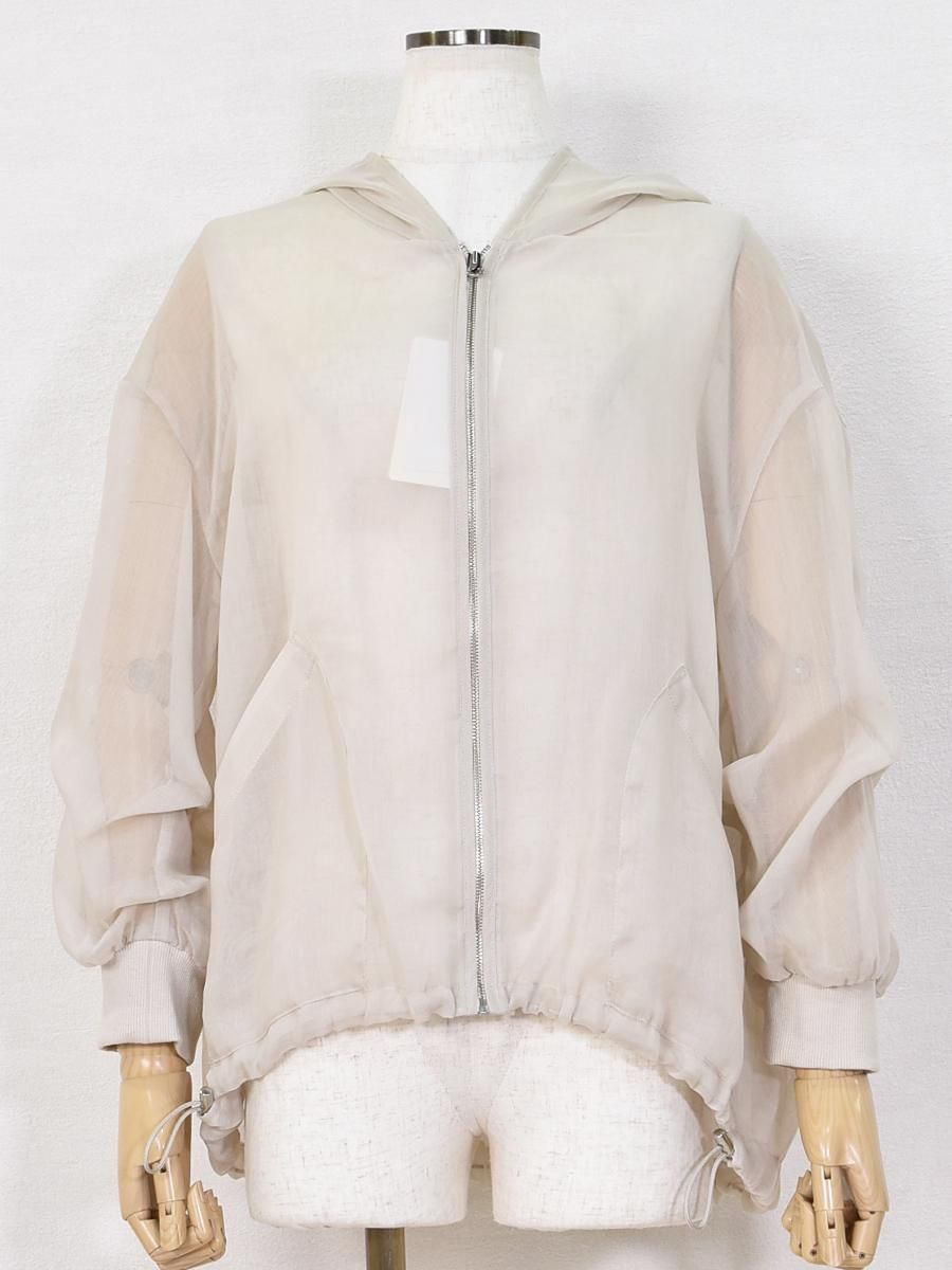 Lallia Mu♡ブルゾン Lallia Mu(ラリアムー)バックプリーツ・シアーフードブルゾンの通販