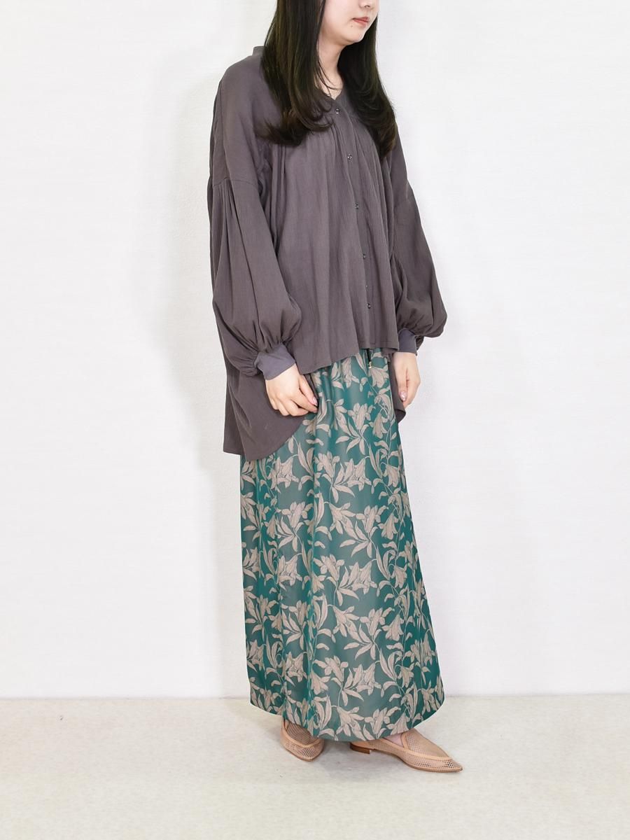 ayane(アヤン)Vネック・コットン楊柳・ギャザーブラウスの通販