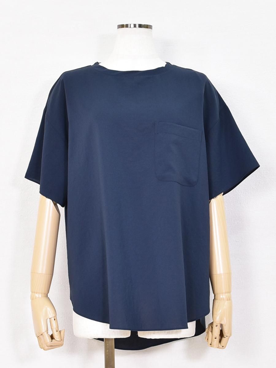 Dignite collier】 きれいめ裾ラウンド ポケットT半袖　グリーン ディニテコリエ Dignite collier きれいめ裾ラウンドポケットT T