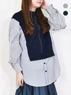 Lallia Mu (ラリアムー) ニットドッキングシャツ プルオーバーの商品画像