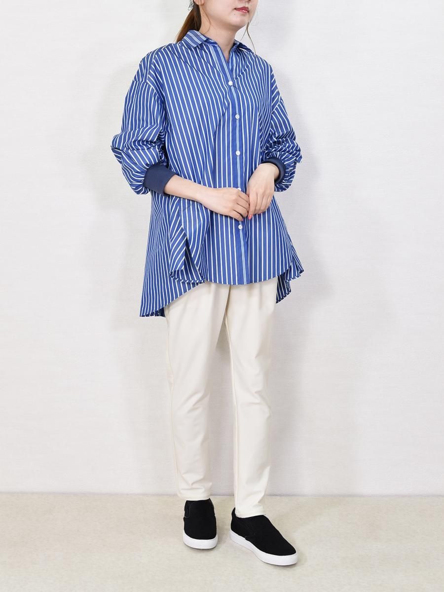 Lallia Mu(ラリアムー)バックプリーツ・ストライプシャツの通販 Lallia Mu(ラリアムー)バックプリーツ・ストライプシャツの通販