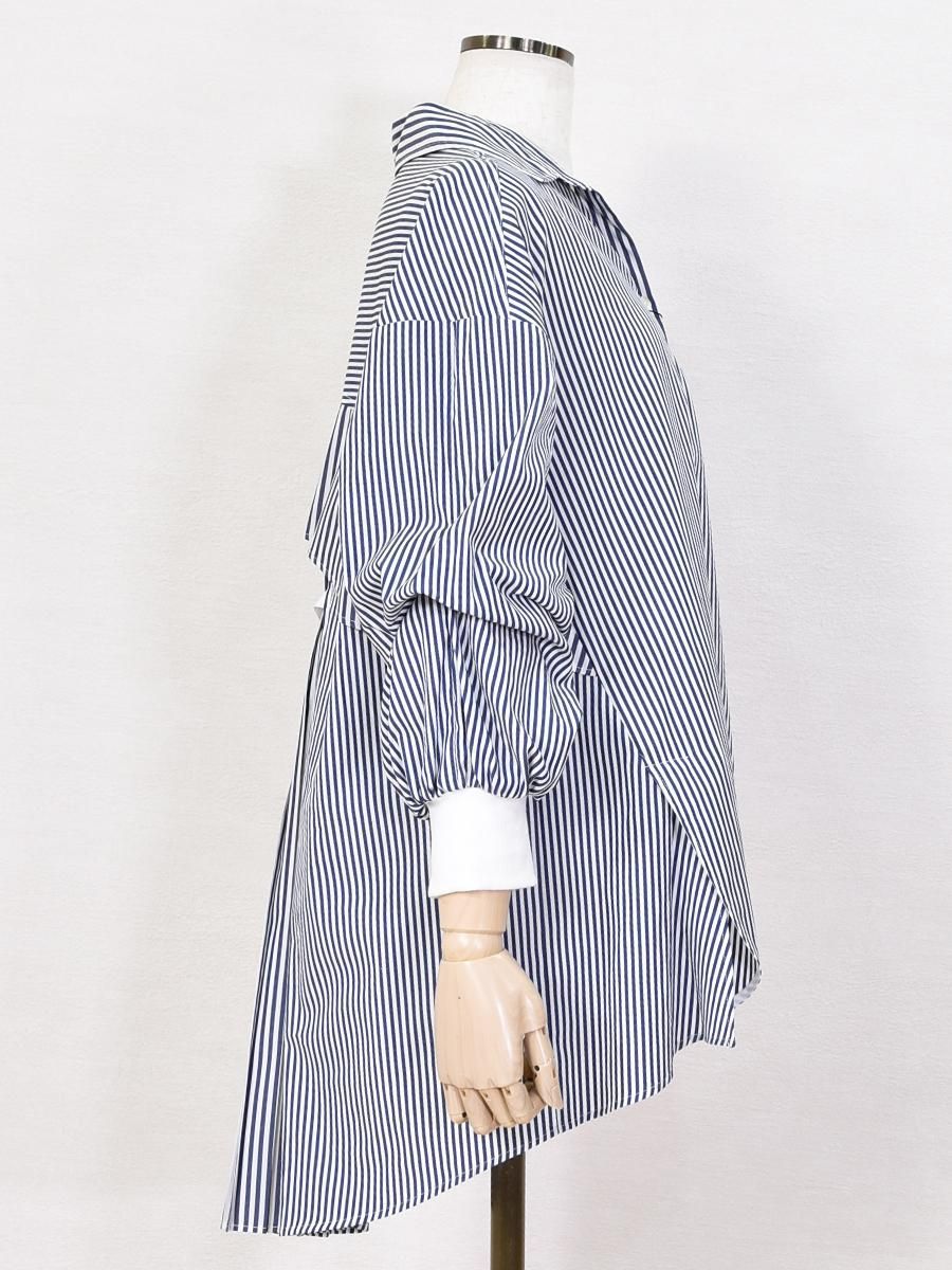 Lallia Mu(ラリアムー)バックプリーツ・ストライプシャツの通販